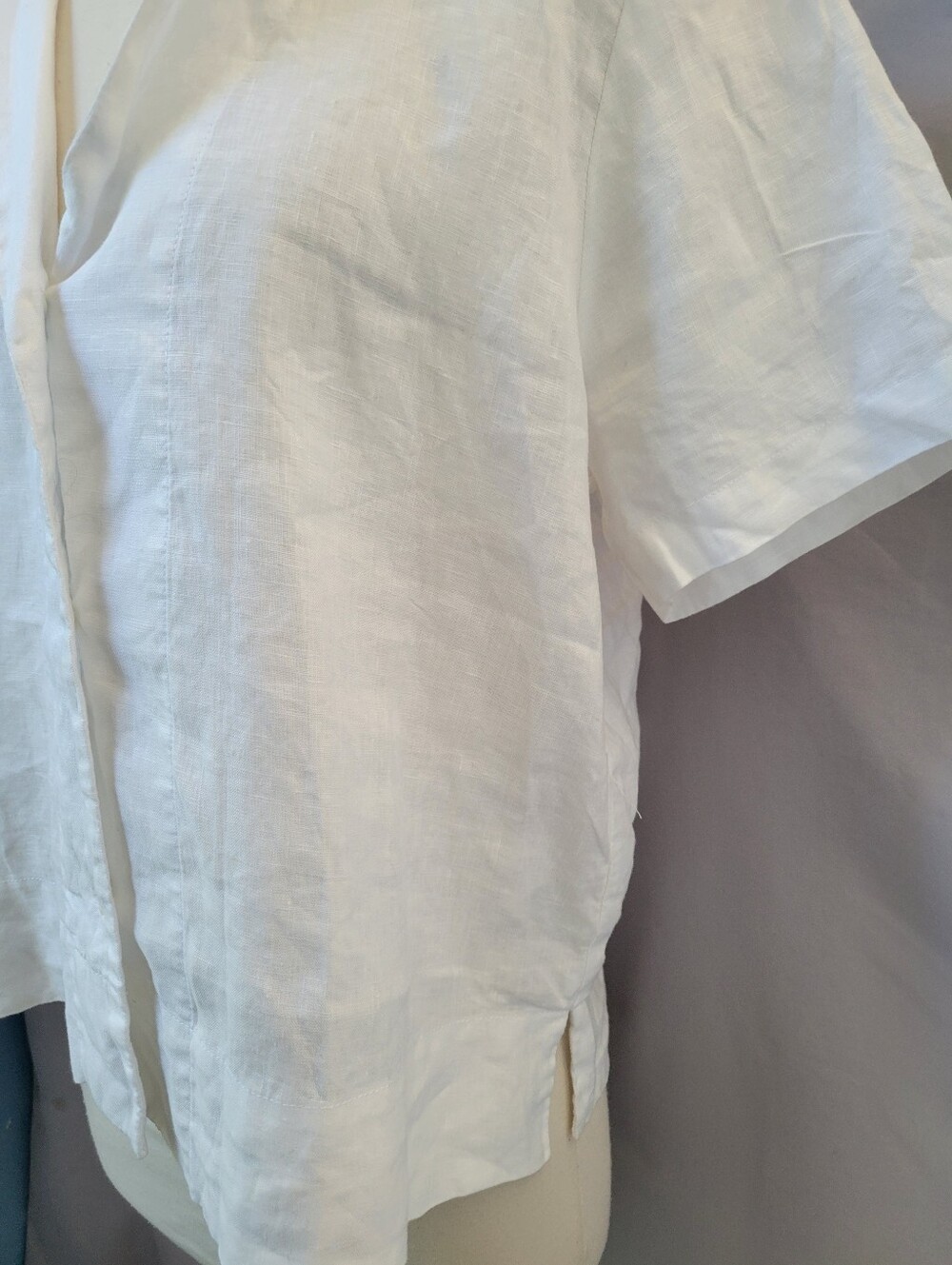 Quince Linen Premium Flax Button Front Short Sleeve Camp Shirt White S - Picture 10 of 15